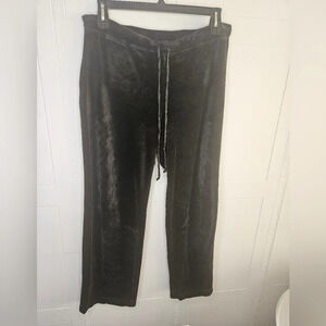 Calvin Klein Black Velvet Wide Leg Pull On Athleisure Pants Cottom Blend L GUC